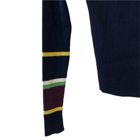 Zara Knit Navy Blue Stripe Sweater Top - Picture 6 of 7